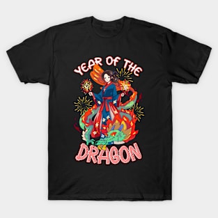 Chinese New Year 2024 Year of The Dragon Fireworks T-Shirt